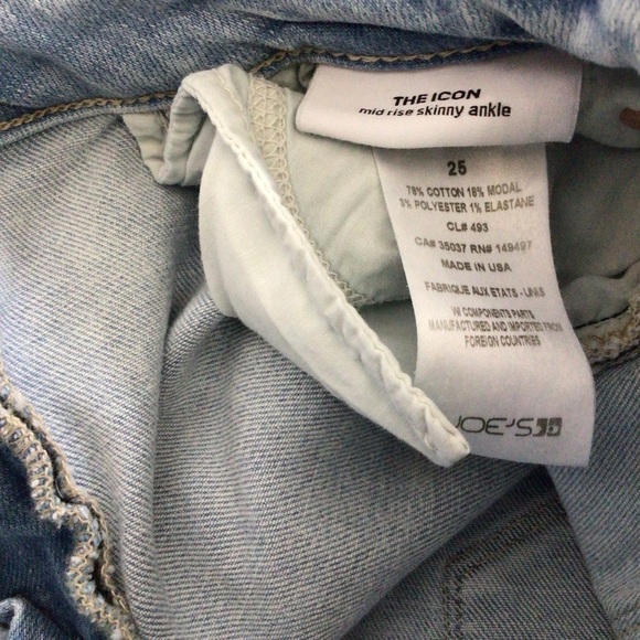 JOES jeans denim The mid rise skinny ankle ripped distressed size 25 faded blue - Picture 7 of 14